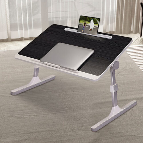60X40cm Black Small Laptop Bed Portable Folding Study Table Adjustable - Image 4