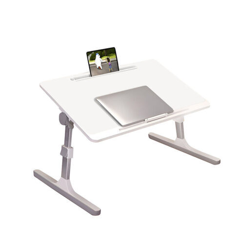 60X40cm White Small Laptop Bed Portable Folding Study Table Adjustable