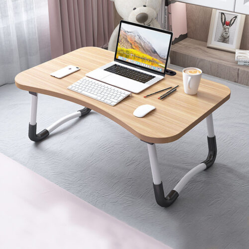 2x Walnut Portable Bed Table Adjustable Folding Bed Sofa Study Table Laptop Mini Desk with Notebook Stand Holder