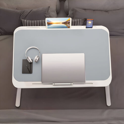 70X45cm Grey Small Laptop Bed Portable Folding Study Table Adjustable - Image 4