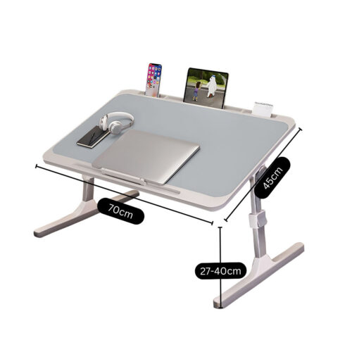 70X45cm Grey Small Laptop Bed Portable Folding Study Table Adjustable - Image 5