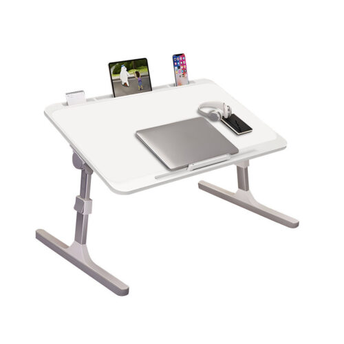 70X45cm White Small Laptop Bed Portable Folding Study Table Adjustable