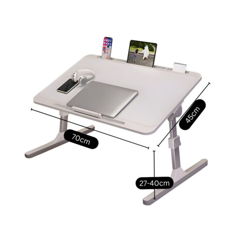 70X45cm White Small Laptop Bed Portable Folding Study Table Adjustable - Image 5