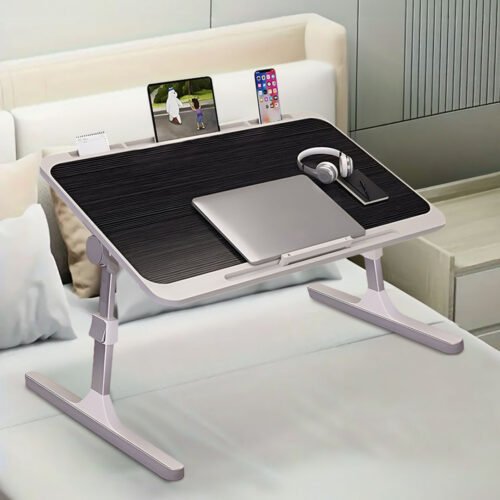 70X45cm Black Small Laptop Bed Portable Folding Study Table Adjustable - Image 2