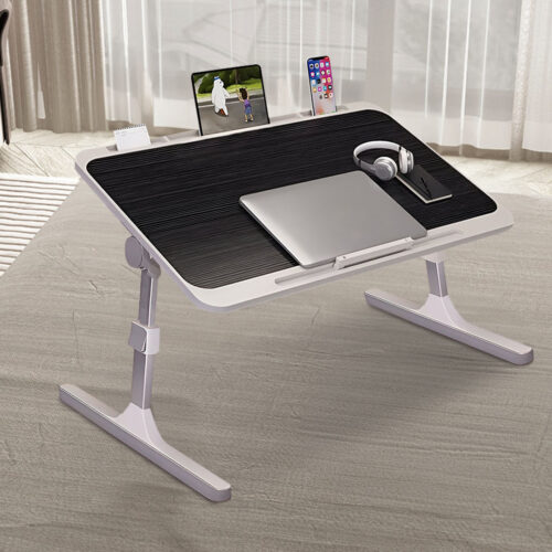 70X45cm Black Small Laptop Bed Portable Folding Study Table Adjustable - Image 3