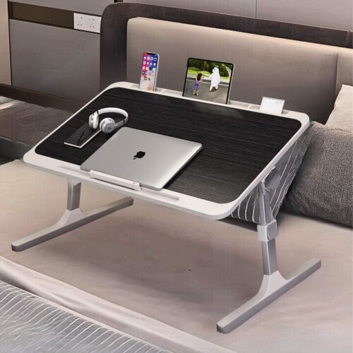 70X45cm Black Small Laptop Bed Portable Folding Study Table Adjustable - Image 5