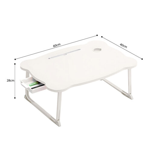 2x White Portable Bed Table Adjustable Folding Mini Desk with Mini Drawer Cup Holder - Image 7