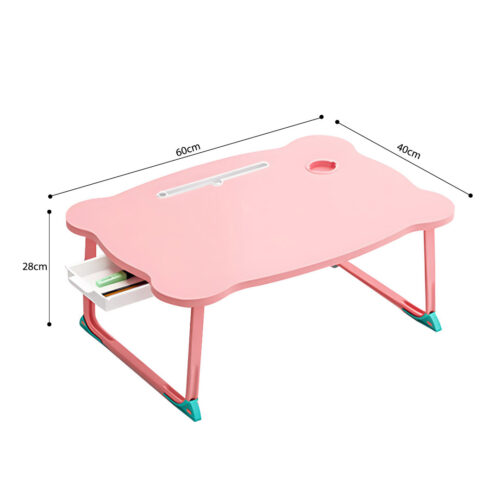 2x Pink Portable Bed Table Adjustable Folding Mini Desk with Mini Drawer Cup Holder - Image 7