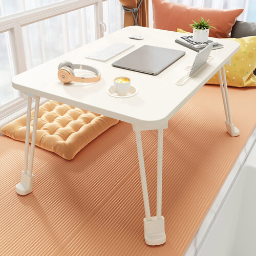 2x White Portable Bed Table Adjustable Folding Mini Desk with Cup Holder - Image 3