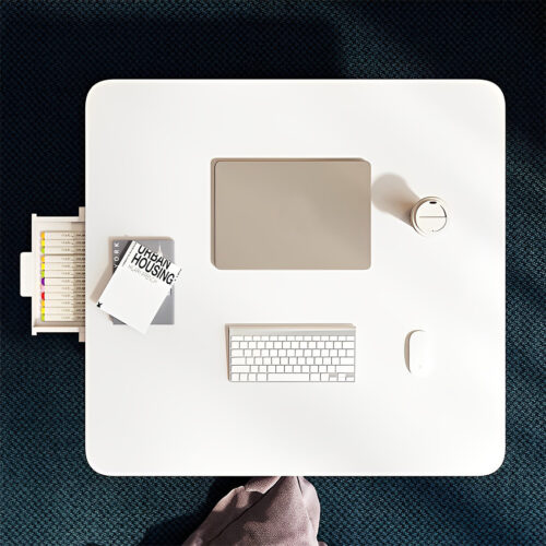 2x White Portable Floor Table Small Square Space-Saving Mini Desk Decor - Image 2