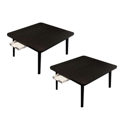 2x Black Portable Floor Table Small Square Space-Saving Mini Desk Decor