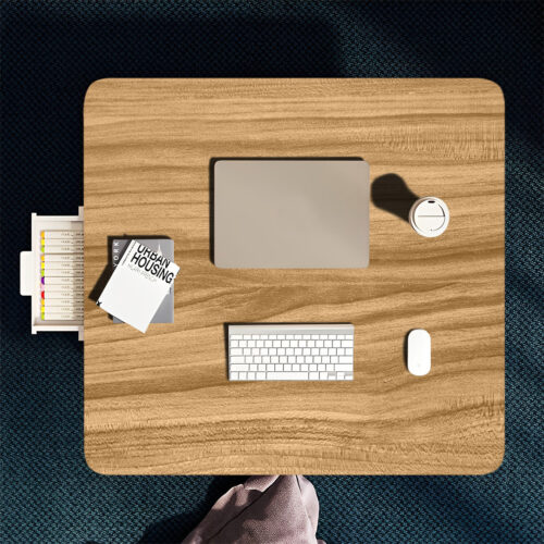 2x Wood-Colored Portable Floor Table Small Square Space-Saving Mini Desk Decor - Image 2