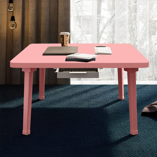 2x Pink Portable Floor Table Small Square Space-Saving Mini Desk Decor - Image 3