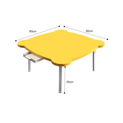 2x Yellow Minimalist Cat Ear Portable Floor Table Small Space-Saving Mini Desk Decor - Image 3