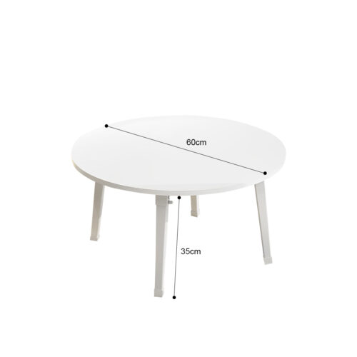 2x White Portable Floor Table Small Round Space-Saving Mini Desk Decor - Image 4