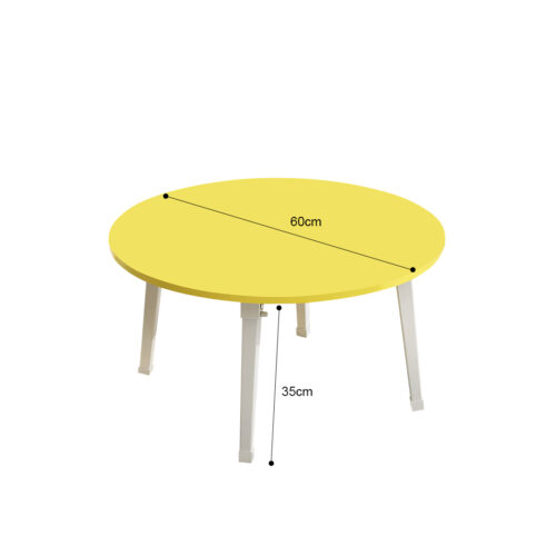 2x Yellow Portable Floor Table Small Round Space-Saving Mini Desk Decor - Image 4