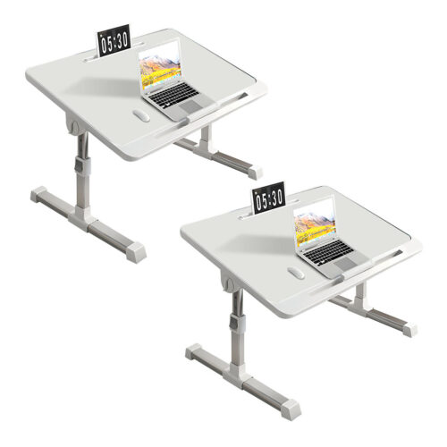 2x 60X40cm White Small Laptop Bed Portable Folding Study Table Adjustable