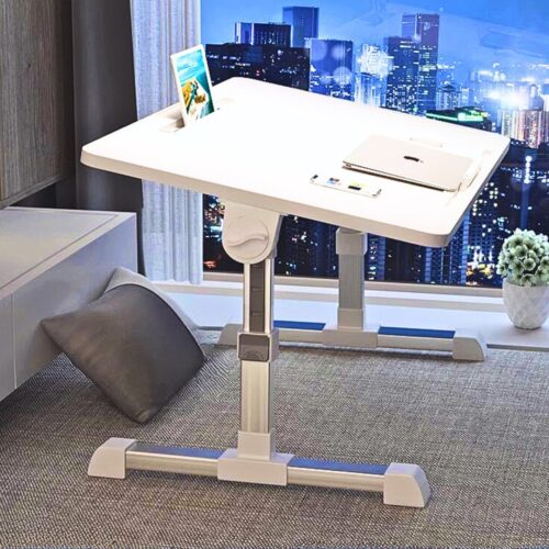 2x 60X40cm White Small Laptop Bed Portable Folding Study Table Adjustable - Image 3