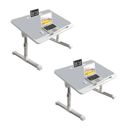 2x 60X40cm Grey Small Laptop Bed Portable Folding Study Table Adjustable