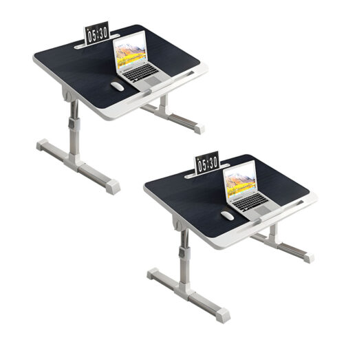 2x 60X40cm Black Small Laptop Bed Portable Folding Study Table Adjustable
