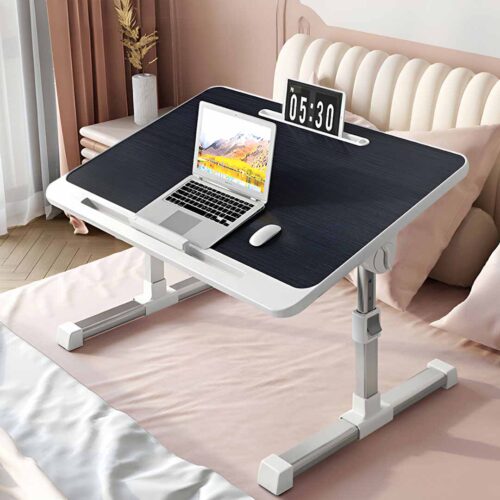 2x 60X40cm Black Small Laptop Bed Portable Folding Study Table Adjustable - Image 2