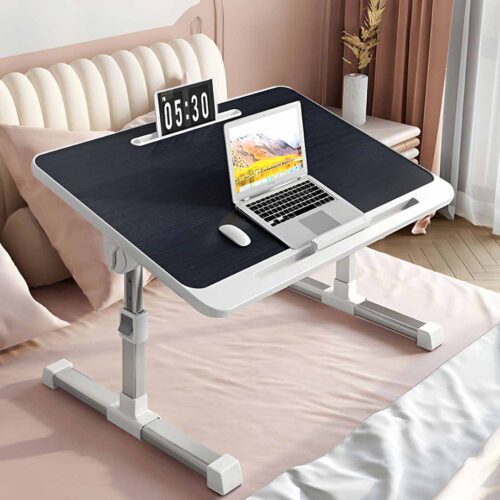 2x 60X40cm Black Small Laptop Bed Portable Folding Study Table Adjustable - Image 3