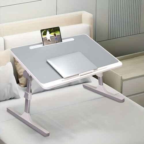 2x 60X40cm Grey Small Laptop Bed Portable Folding Study Table Adjustable - Image 2