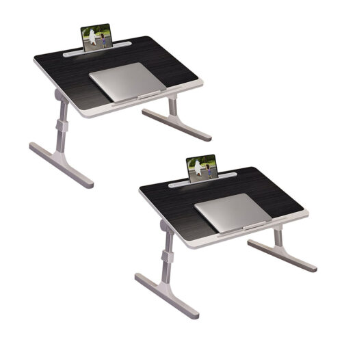 2x 60X40cm Black Small Laptop Bed Portable Folding Study Table Adjustable