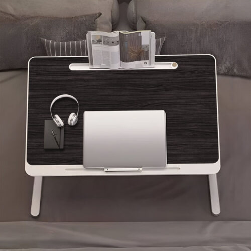 2x 60X40cm Black Small Laptop Bed Portable Folding Study Table Adjustable - Image 5