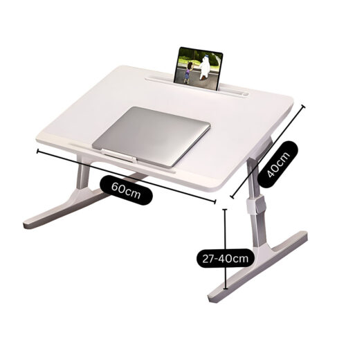 60X40cm White Small Laptop Bed Portable Folding Study Table Adjustable - Image 6