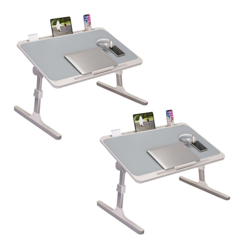 2x 70X45cm Grey Small Laptop Bed Portable Folding Study Table Adjustable