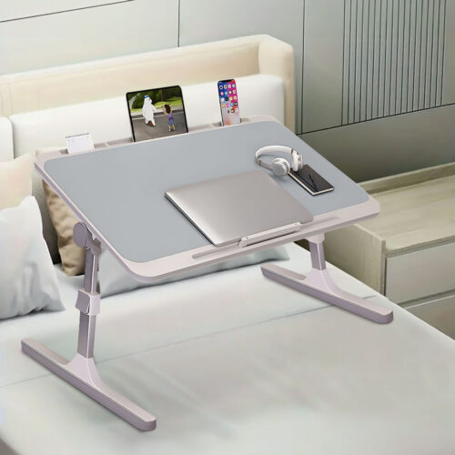 2x 70X45cm Grey Small Laptop Bed Portable Folding Study Table Adjustable - Image 2