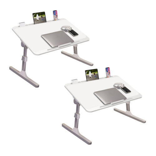 2x 70X45cm White Small Laptop Bed Portable Folding Study Table Adjustable