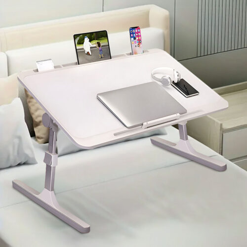 2x 70X45cm White Small Laptop Bed Portable Folding Study Table Adjustable - Image 2