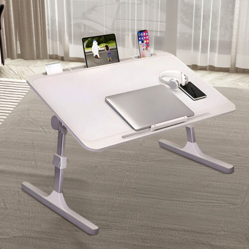 2x 70X45cm White Small Laptop Bed Portable Folding Study Table Adjustable - Image 3