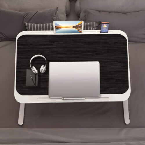 2x 70X45cm Black Small Laptop Bed Portable Folding Study Table Adjustable - Image 4