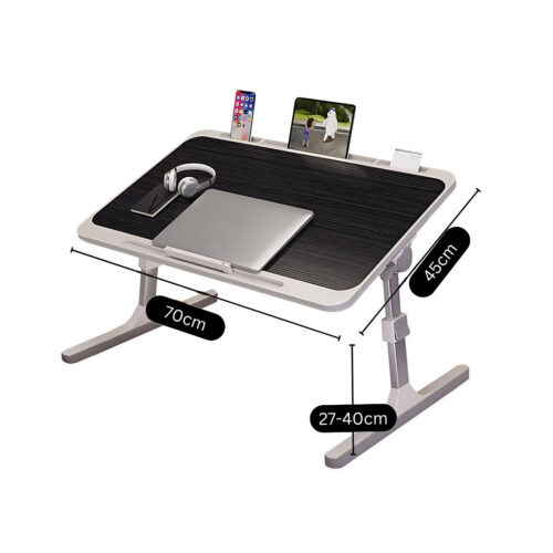 2x 70X45cm Black Small Laptop Bed Portable Folding Study Table Adjustable - Image 6