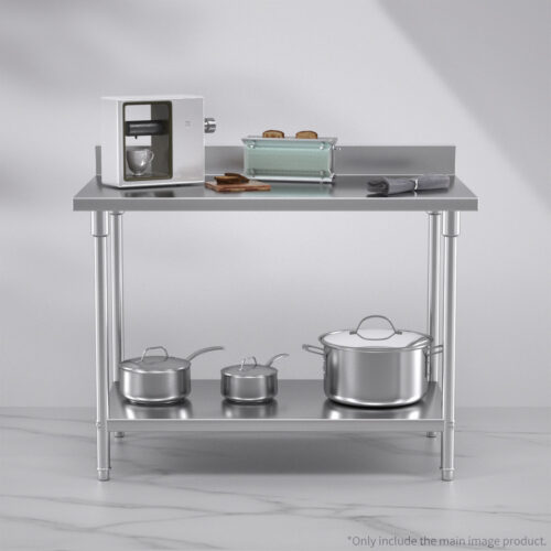 Commercial Catering Kitchen Stainless Steel Prep Work Bench Table with Back-splash 120*70*85cm - Image 4