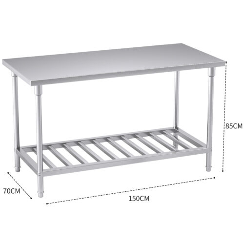 150*70*85cm Commercial Catering Kitchen Stainless Steel Prep Work Bench - Image 3