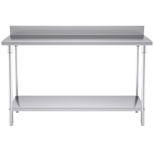 Commercial Catering Kitchen Stainless Steel Prep Work Bench Table with Back-splash 150*70*85cm - Image 2
