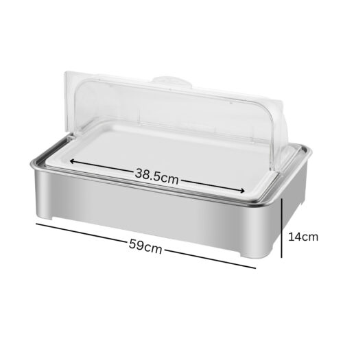 59x38.5cm Silver Color Ceramic Serving Bowl Chafing Dish for Kitchen - Image 2