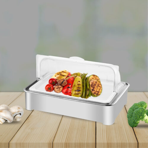 59x38.5cm Silver Color Ceramic Serving Bowl Chafing Dish for Kitchen - Image 3