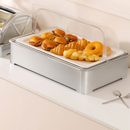 59x38.5cm Silver Color Ceramic Serving Bowl Chafing Dish for Kitchen - Image 4