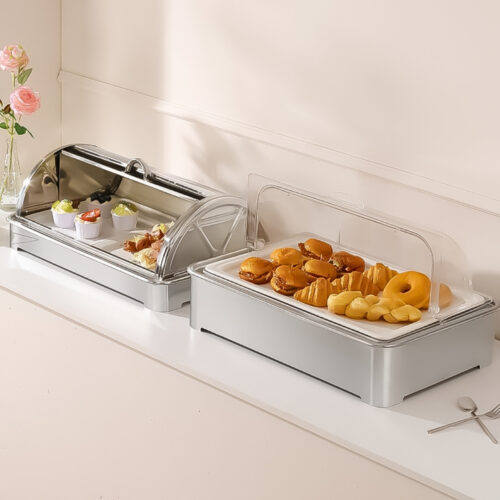 59x38.5cm Silver Color Ceramic Serving Bowl Chafing Dish for Kitchen - Image 5