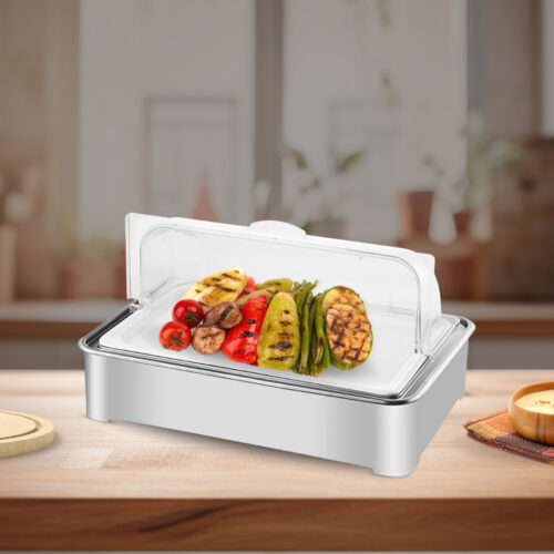 59x38.5cm Silver Color Ceramic Serving Bowl Chafing Dish for Kitchen - Image 6