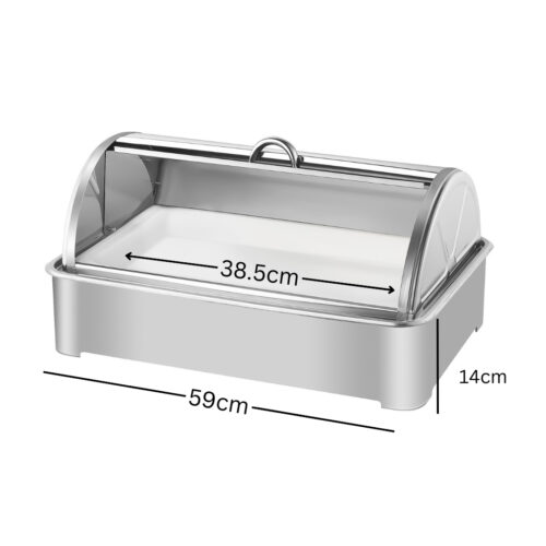 59x38.5cm Silver Color Ceramic Serving Bowl Chafing Dish for Kitchen - Image 2
