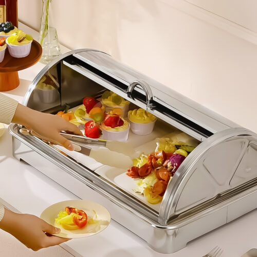 59x38.5cm Silver Color Ceramic Serving Bowl Chafing Dish for Kitchen - Image 3