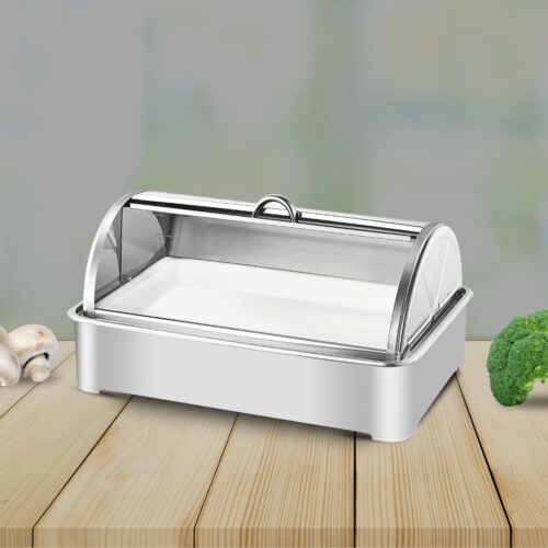 59x38.5cm Silver Color Ceramic Serving Bowl Chafing Dish for Kitchen - Image 4
