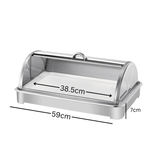 59x38.5cm Silver Color Ceramic Serving Bowl Chafing Dish for Kitchen - Image 2