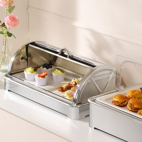 59x38.5cm Silver Color Ceramic Serving Bowl Chafing Dish for Kitchen - Image 3